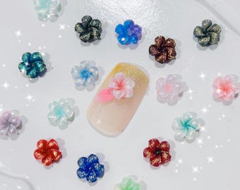 100pcs Luminous plumeria flowers mini charms for 3D nail art, DIY phone cases, DIY crafts, Manicure DIY Designs for braclets
