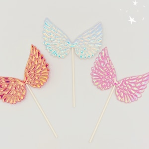 Glitter Cake Toppers Large Size Angel Wings Cupcake topper, Cake Decor, Party Decor, Birthday Party Decoration, wedding decor