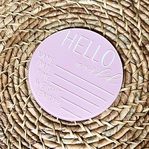 RUSH SHIPPING Acrylic Newborn Baby Birth Announcement | Hello World Newborn Sign | Acrylic Baby Name Sign | Newborn Birth Stats
