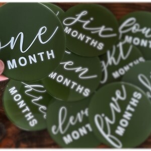 Acrylic Baby Milestone Round Discs | Baby Monthly Milestone Markers | Personalized Color Paint and Vinyl | 12 Discs | Baby Photo Prop