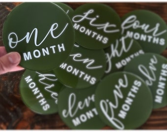 Acrylic Baby Milestone Discs | Custom Color, Photo Prop (12 Discs)