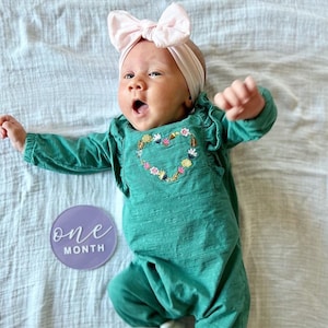 RUSH SHIPPING! Acrylic Baby Milestone Discs | Baby Monthly Milestone Markers | Personalized Color Paint and Vinyl | Baby Photo Prop