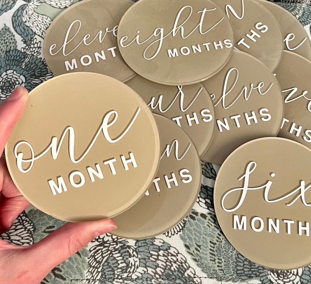 Personalized Acrylic Baby Milestone Discs | Boho Photo Prop - Etsy