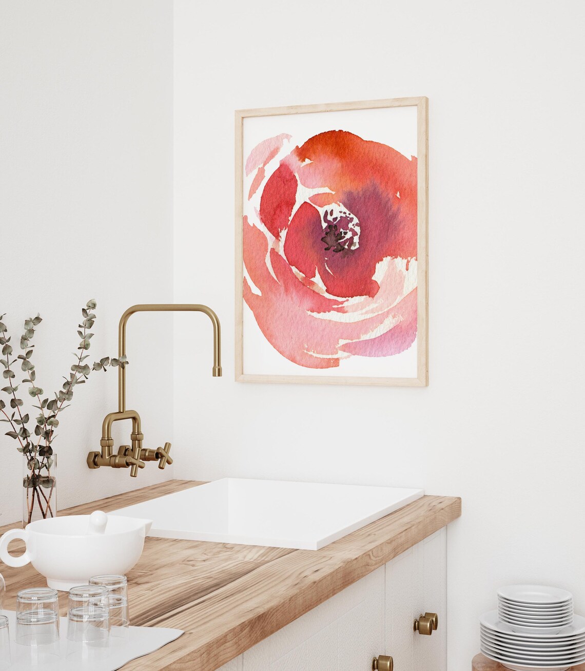 Pink Floral Wall Art Digital Floral Print Floral Wall Decor | Etsy