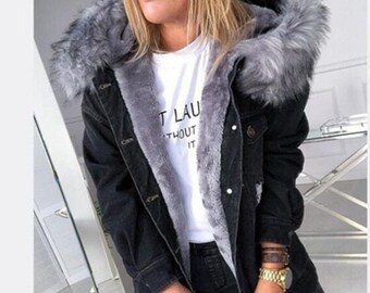denim jacket with fur