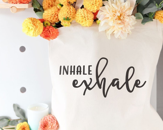 Inhale and Exhale Cotton Canvas Tote Bag