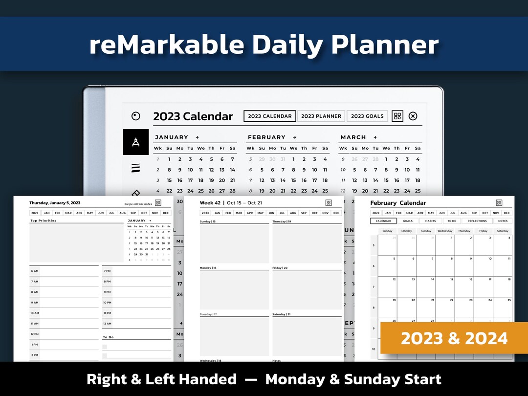 Remarkable 2 Templates 2023 & 2024 Daily Planner Remarkable 2 Day