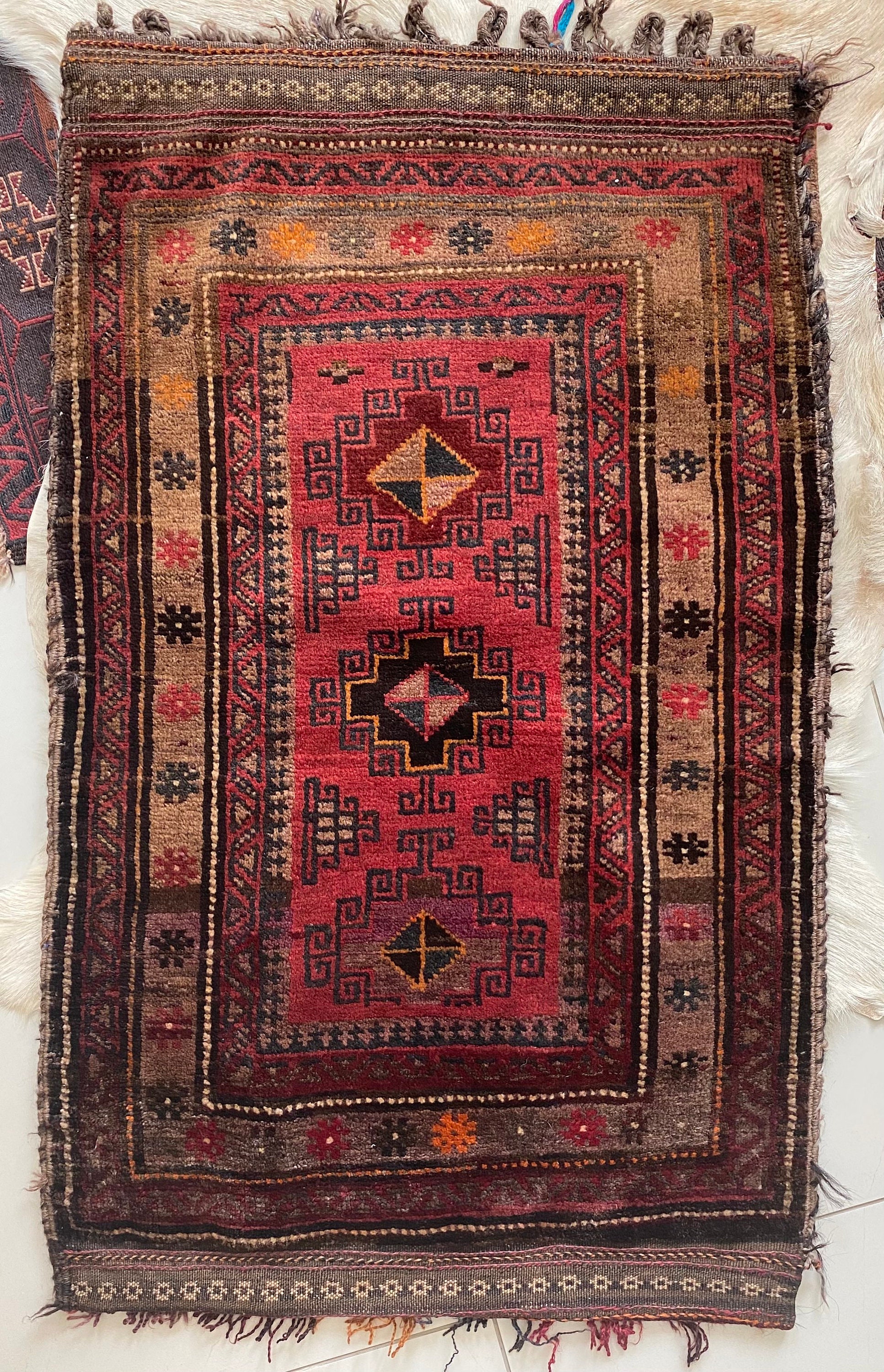 Housse de Coussin Faite à La Main/Housse Afghan Tapis en Laine Vintage Turkmène /