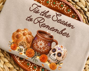 Dia de Muertos PNG, È la stagione da ricordare Png, Chocolatito Caliente Png, Pan de Muerto Png, Cempasuchil e Design floreale Calavera