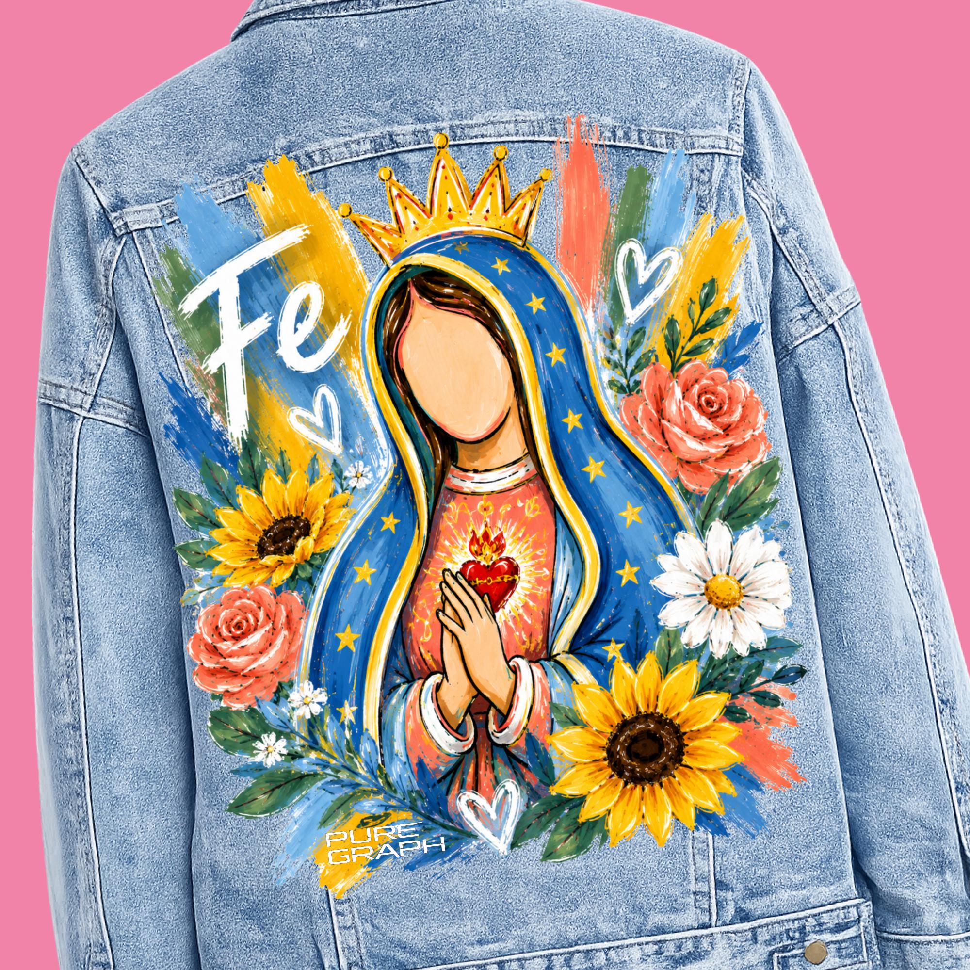 Maria Faith Virgen Maria Faith PNG, Spanish Catholic Shirt Design, Front & Back ...