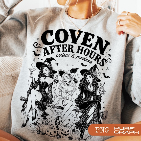 Witch Coven PNG, Halloween Witches Shirt Design, Spooky Girls Night Graphic, Witchy Png