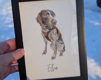 Custom Watercolor Pet Portrait 5x7 with Frame | Hand-Painted from Photo