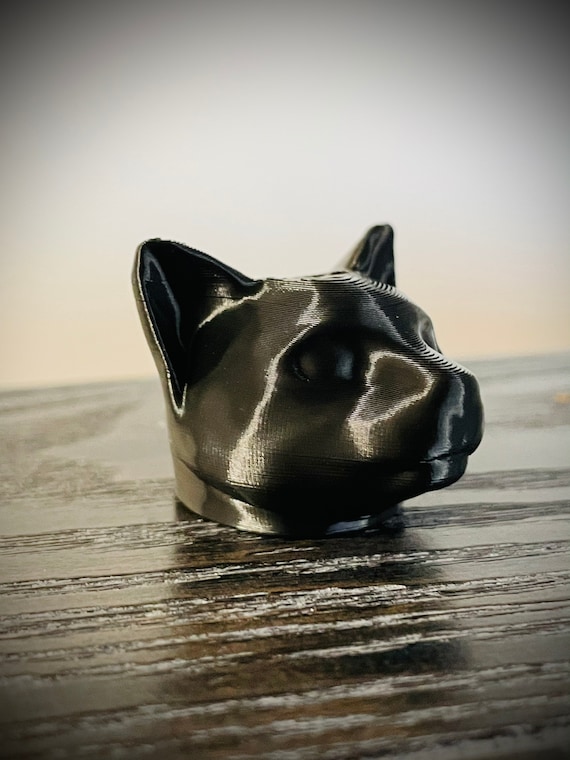 Cat Straw Topper Charm 3d Printed Black 