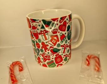 Red and Green 3D Christmas Mug - 3D Mug Design - Coffee Mug - Secret Santa - Cute Gifts