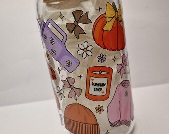 Cosy Fall Vibes Glass Can: 16oz Libbey Coffee Cup
