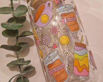 Iced Coffee Glass Can with Bamboo Lid – 16oz Libbey Cup