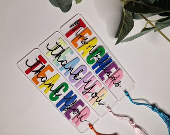 Rainbow Acrylic Teacher Bookmark: Personalized Appreciation Gift