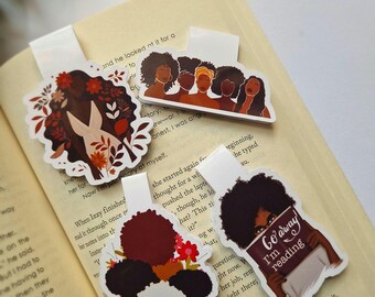 Black Girl Magnetic Bookmark: Book Club Reader Gift