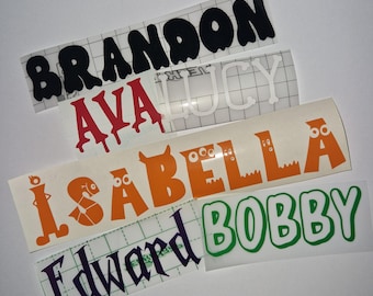 Personalized Halloween Name Stickers: Vinyl Decals for Gift Bags