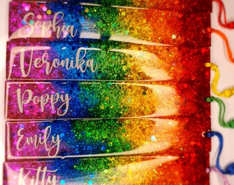 Chunky Glitter Rainbow Bookmark - Children Gift - Teacher Gift - Rainbow Gifts - Rainbow Bookmark - Book Lovers Gift