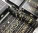 10 Pcs/Set Black Gold Washi Tape, Vintage Galaxy Masking Tape, Decorative Adhesive Tape Sticker, Scrapbooking Diary Stationery 