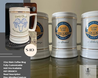 22oz Stein Coffee Mug **Fully Customizable With Your Artwork** Read Description for info.
