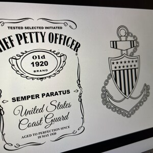 USCG Chief Petty Officer Glass Bottle Flask