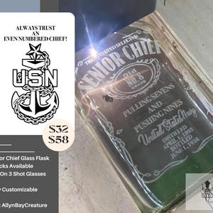 USN Senior Chief Glass Bottle