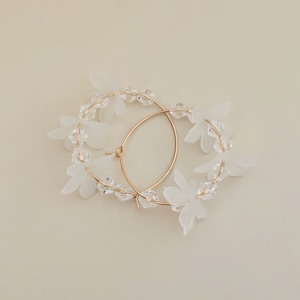 Clear Cherry Blossom Hoop Earrings: Gold-Plated Flower Hoops