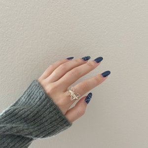 Gold Butterfly Adjustable Ring: Clear or Pink