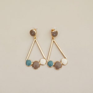 Soft Color Drop Earring Button Drop Earring Mini-Neckless Design Drop Earring Multi-Color Drop Earring Triangular Drop Earring
