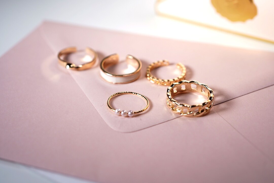 Gold Midi Ring Set, Minimalist Gold Rings, 5 Set of Gold Rings, Knuckle