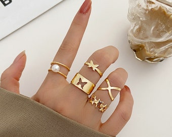 Midi Rings Set, Adjustable Ring, Boho Ring, Midi Rings, Gold Stackable Ring, Ring Gift, Gift for her, Christmas Gift, Jewellery Gift