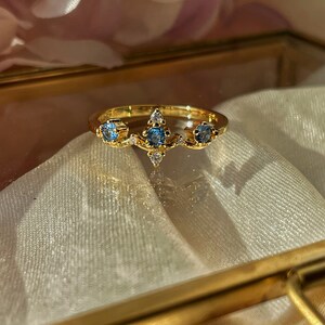 Aquamarine Ring, Promise Ring, Zircon Ring, Astrology Ring, Star Sign, Blue Ocean, Gift for Her, Vintage Rings, Crystal Ring, Gem Ring