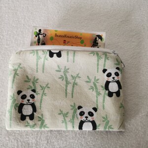 Portemonnaie klein Geldbörse mini Kleingeldbörse, kleiner Geldbeutel Tiere Motiv Kinder Baumwollstoff Handgefertigt Neu Panda Bär