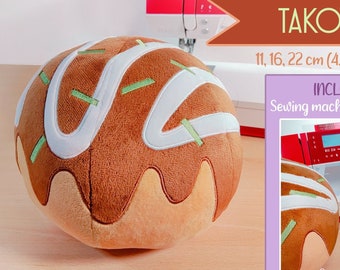 Takoyaki Plush Sewing Pattern: English/Spanish Instructions (PDF Download)