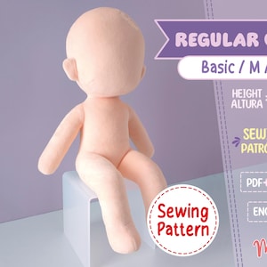 REGULAR CHIBI #3 Sewing Pattern | Sitting Chibi Plush Doll PDF | 10in Anime Doll