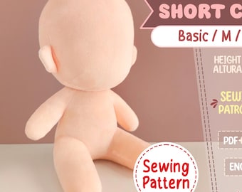 SHORT CHIBI # 2 Schnittmuster | Sitzender Chibi Plüsch PDF | 8 in Baumwolle Puppe