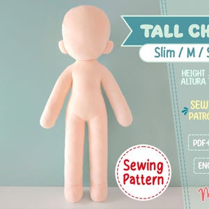 TALL CHIBI #2 Sewing Pattern | Slim Humanoid Chibi Doll PDF | 14in Anime Doll