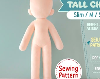 TALL CHIBI #2 Sewing Pattern | Slim Humanoid Chibi Doll PDF | 14in Anime Doll