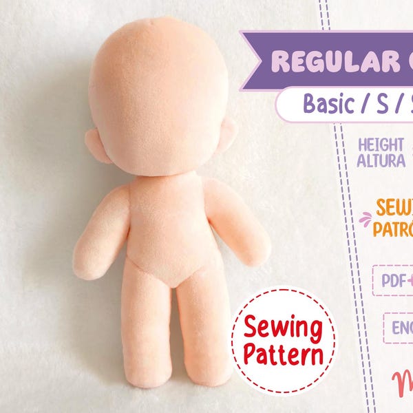 REGULAR CHIBI #5 Sewing Pattern | Small Chibi Plush Doll PDF | 8in Anime Doll