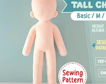 TALL CHIBI #1 Sewing Pattern | Humanoid Chibi Doll PDF | 14in Anime Doll