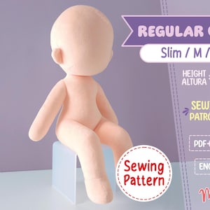 REGULAR CHIBI #4 Sewing Pattern | Sitting Slim Chibi Plush Doll PDF | 12in Anime Doll