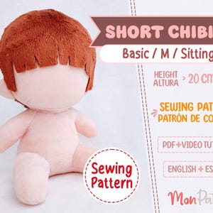 KURZ CHIBI #2: Basic / M / Sitzend A (PDF Schnittmuster) Spanisch - Deutsch (Instant download) Mensch Plüsch Puppe Anime 8 in 7 in 20 cm