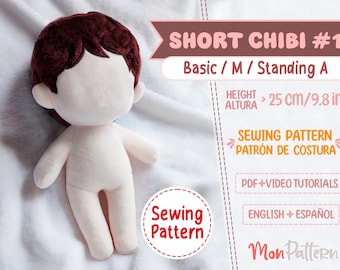 KURZ CHIBI #1: Basic / M / Stehend A (PDF Schnittmuster) Spanisch - Deutsch (Instant download) Mensch Plüsch Puppe Anime Plushie 25 cm 10 in