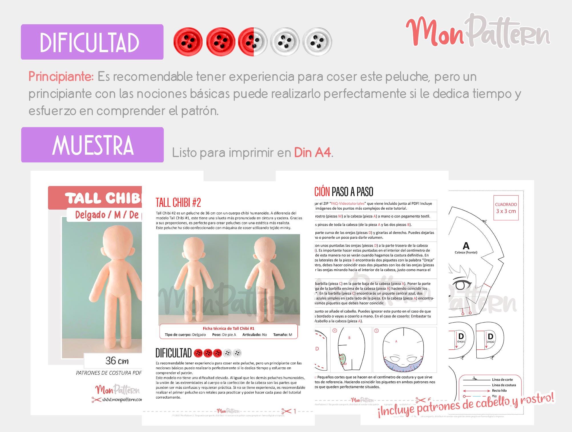 TALL CHIBI #2 Sewing Pattern | Slim Humanoid Chibi Doll PDF | 14in ...