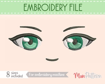 FACE 8 Embroidery File | Chibi Anime Plush Eyes | Machine Embroidery Design