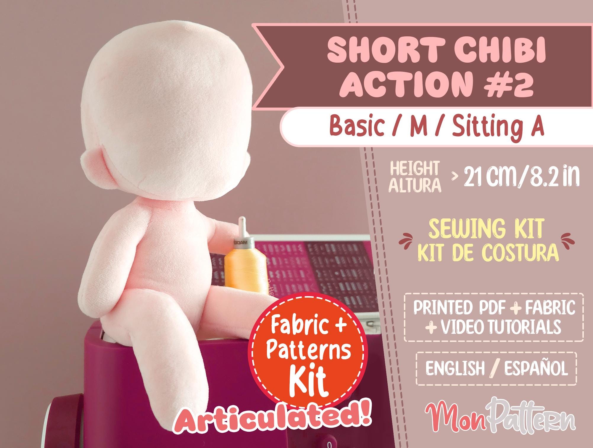 SHORT CHIBI ACTION #2 Sewing Kit | Sitting Articulated Chibi Plush Pattern - Etsy SHORT CHIBI ACTION #2 Sewing Kit | Sitting Articulated Chibi Plush Pattern - Etsy