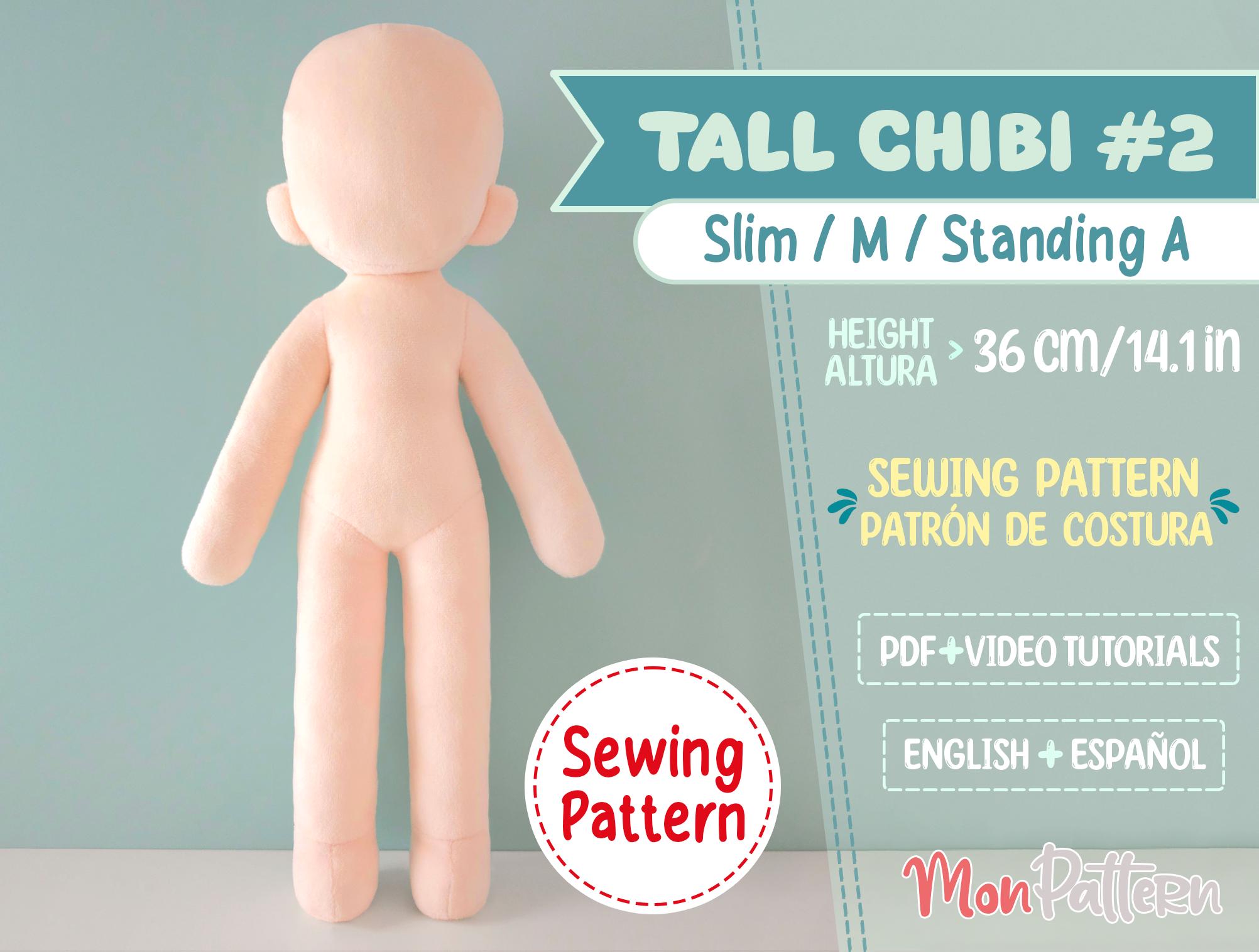 Chibi Plus Pattern TALL CHIBI #2 Sewing Pattern | Slim Humanoid Chibi Doll PDF | 14in ...