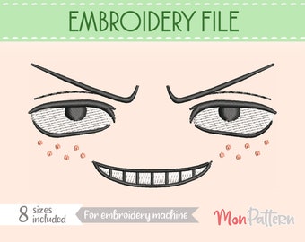 FACE 28 Embroidery File | Chibi Anime Plush Eyes | Machine Embroidery Design | 8 Sizes